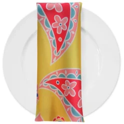 Pastel Paisley (Poly Print) Table Napkin in Yellow