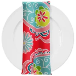 Pastel Paisley (Poly Print) Table Napkin in Fuchsia