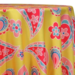 Pastel Paisley (Poly Print) Table Linen in Yellow