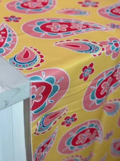 Pastel Paisley (Poly Print) Table Linen in Yellow
