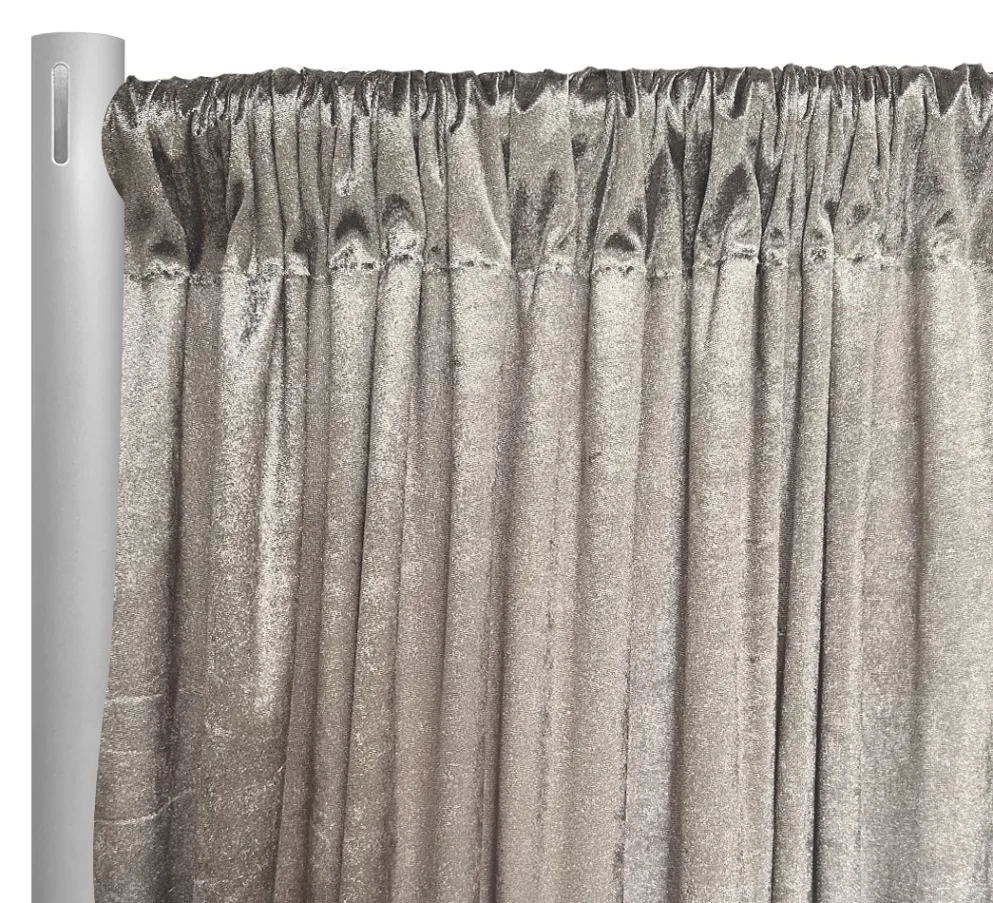 1pc - Lush Velvet Drapery Panel in Taupe (18' Tall x 58" Wide)