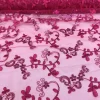 7pcs - Basil Leaf Embroidery Table Linen 132" Round - Fuchsia