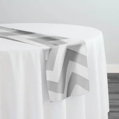 16pcs - Chevron Print (Lamour) Table Runner 14"x108" - Silver and White