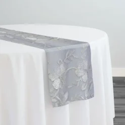10pcs - Claire Lace Table Runner 14"x108" - White and White