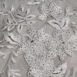 10pcs - Claire Lace Table Runner 14"x108" - Silver and White