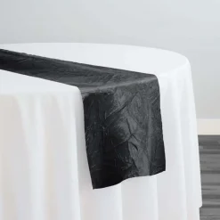 10pcs - Crush Satin (Bichon) Table Runner 20"x154" - Black