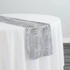 10pcs - Dahlia Sequins Table Runner 14"x108" - Silver