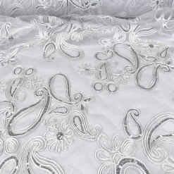 10pcs - Paisley Floret Sequins Table Runner 14"x120" - White
