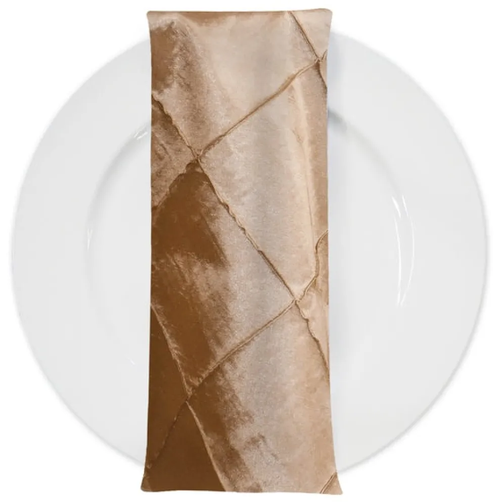 200pcs - 4" Pintuck Taffeta Table Napkin 18"x18" Square - Taupe Gold