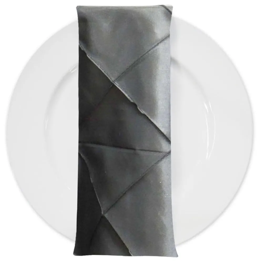 100pcs - 4" Pintuck Taffeta Table Napkin 18"x18" Square - Charcoal