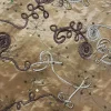 8pcs - Ribbon Taffeta Sequins Table Runner 14"x108" - Gold/Brown
