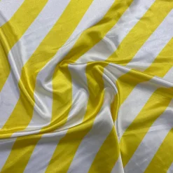 5pcs - 2" Satin Stripe Table Linen 132" Round - White and Yellow