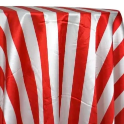 10pcs - 2" Satin Stripe Table Linen 72"x72" Square - White and Red