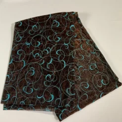 10pcs - Swirl Embroidery Sheer - 72"x72" Square - Turquoise on Brown