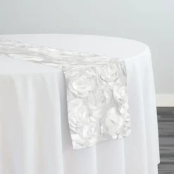 Peony Bouquet Table Runner in White