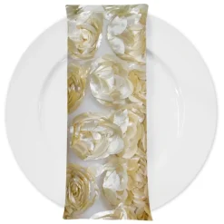 Peony Bouquet (w/ Poly Lining) Table Napkin in Champagne