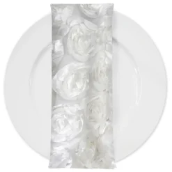 Peony Bouquet (w/ Poly Lining) Table Napkin in Ivory