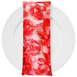 Peony Bouquet (w/ Poly Lining) Table Napkin in Coral