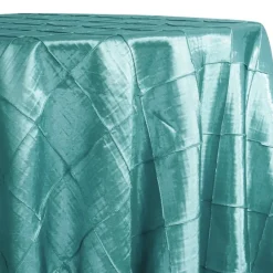 4" Pintuck Taffeta Table Linen in Teal Green 078