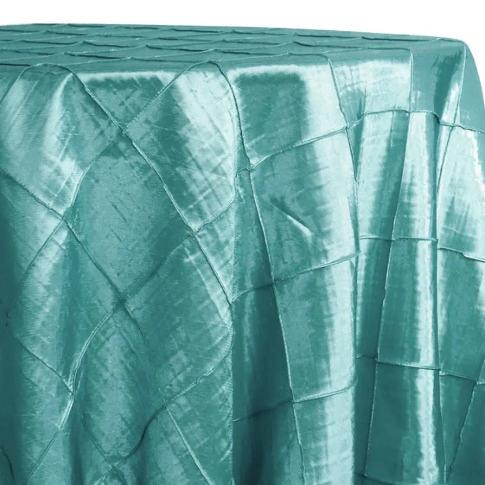 4" Pintuck Taffeta Table Linen in Teal Green 078