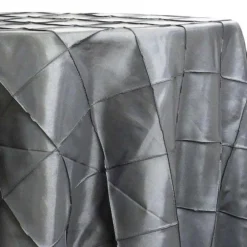 4" Pintuck Taffeta Table Linen in Charcoal