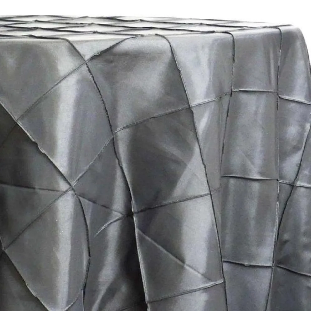 4" Pintuck Taffeta Table Linen in Charcoal