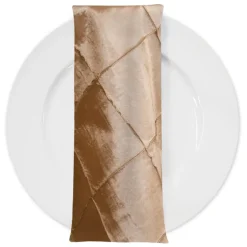 4" Pintuck Taffeta Table Napkin in Taupe Gold
