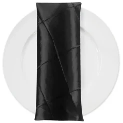 4" Pintuck Taffeta Table Napkin in Black