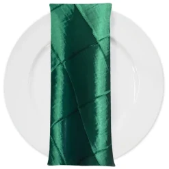 4" Pintuck Taffeta Table Napkin in Hunter Green