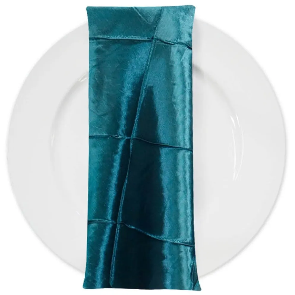 4" Pintuck Taffeta Table Napkin in Teal 033