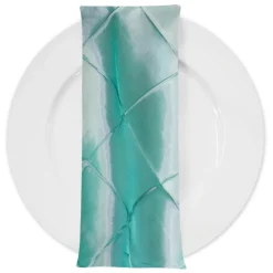 4" Pintuck Taffeta Table Napkin in Teal Green