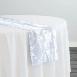 4" Pintuck Taffeta Table Runner in White