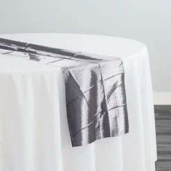 4" Pintuck Taffeta Table Runner in Silver 097