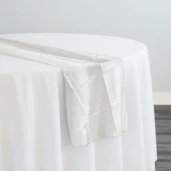 4" Pintuck Taffeta Table Runner in Ivory