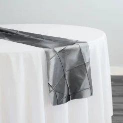 4" Pintuck Taffeta Table Runner in Charcoal