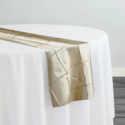 4" Pintuck Taffeta Table Runner in Champagne 060