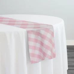 Polyester Checker (Gingham) Table Runner in Pink