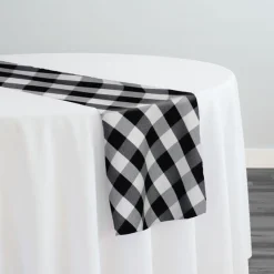 Polyester Checker (Gingham) Table Runner in Black