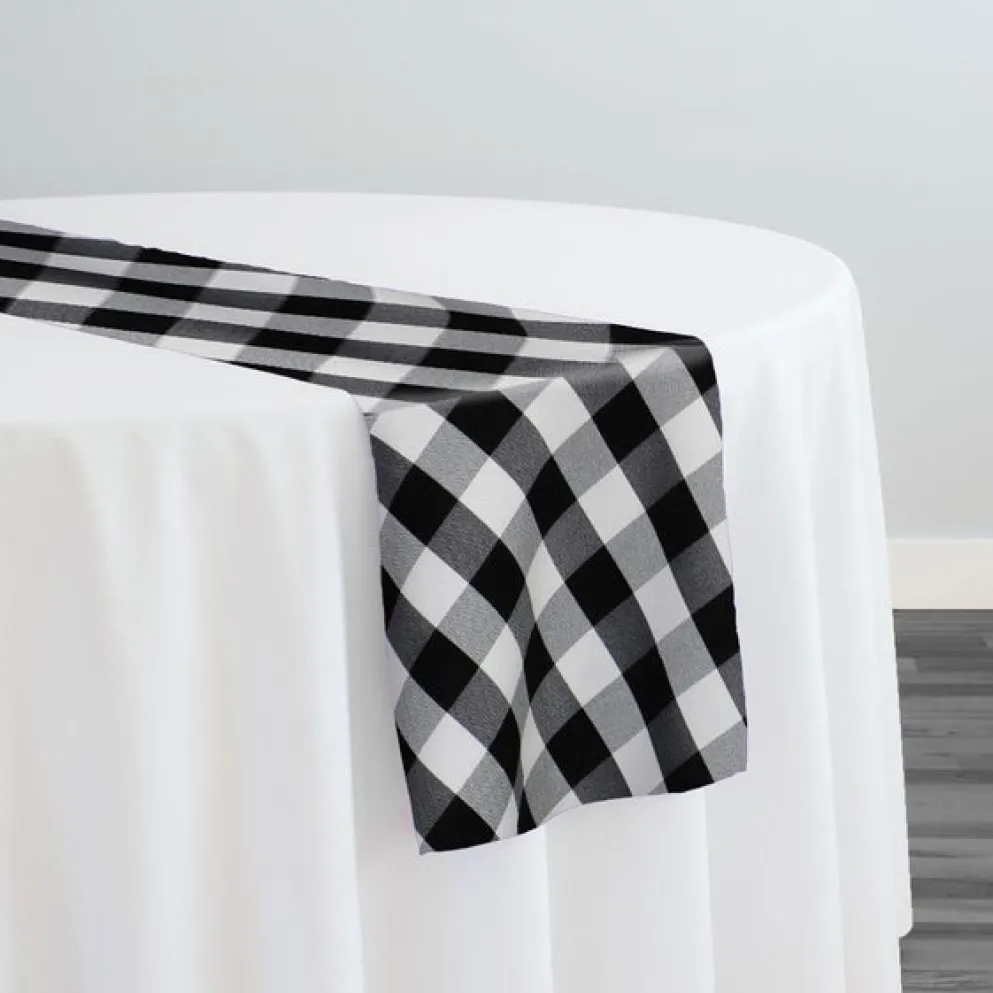 Polyester Checker (Gingham) Table Runner in Black