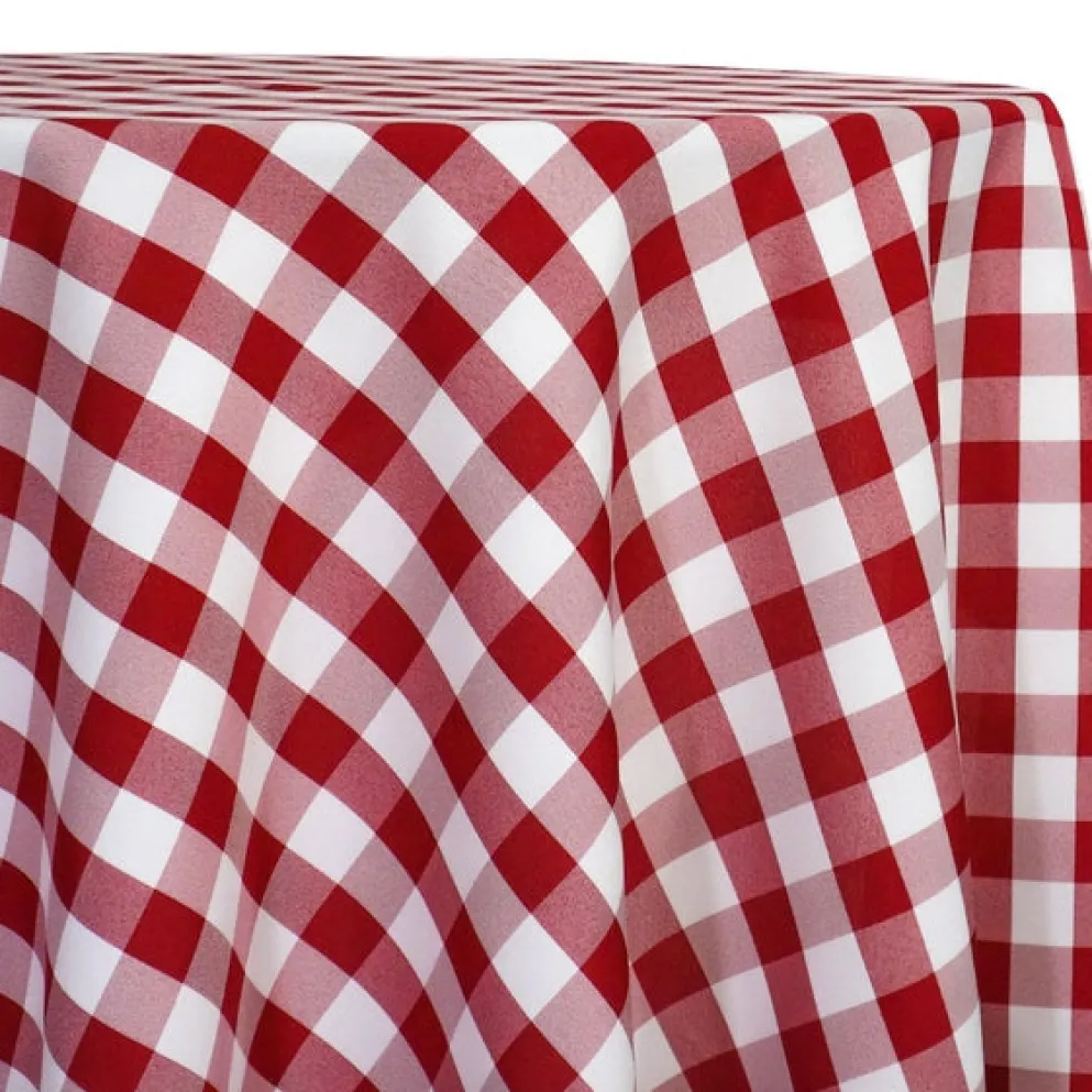 Polyester Checker (Gingham) Table Linen in Red