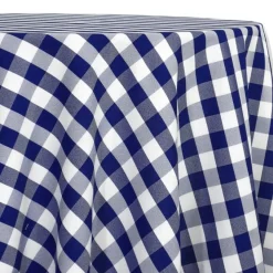 Polyester Checker (Gingham) Table Linen in Navy