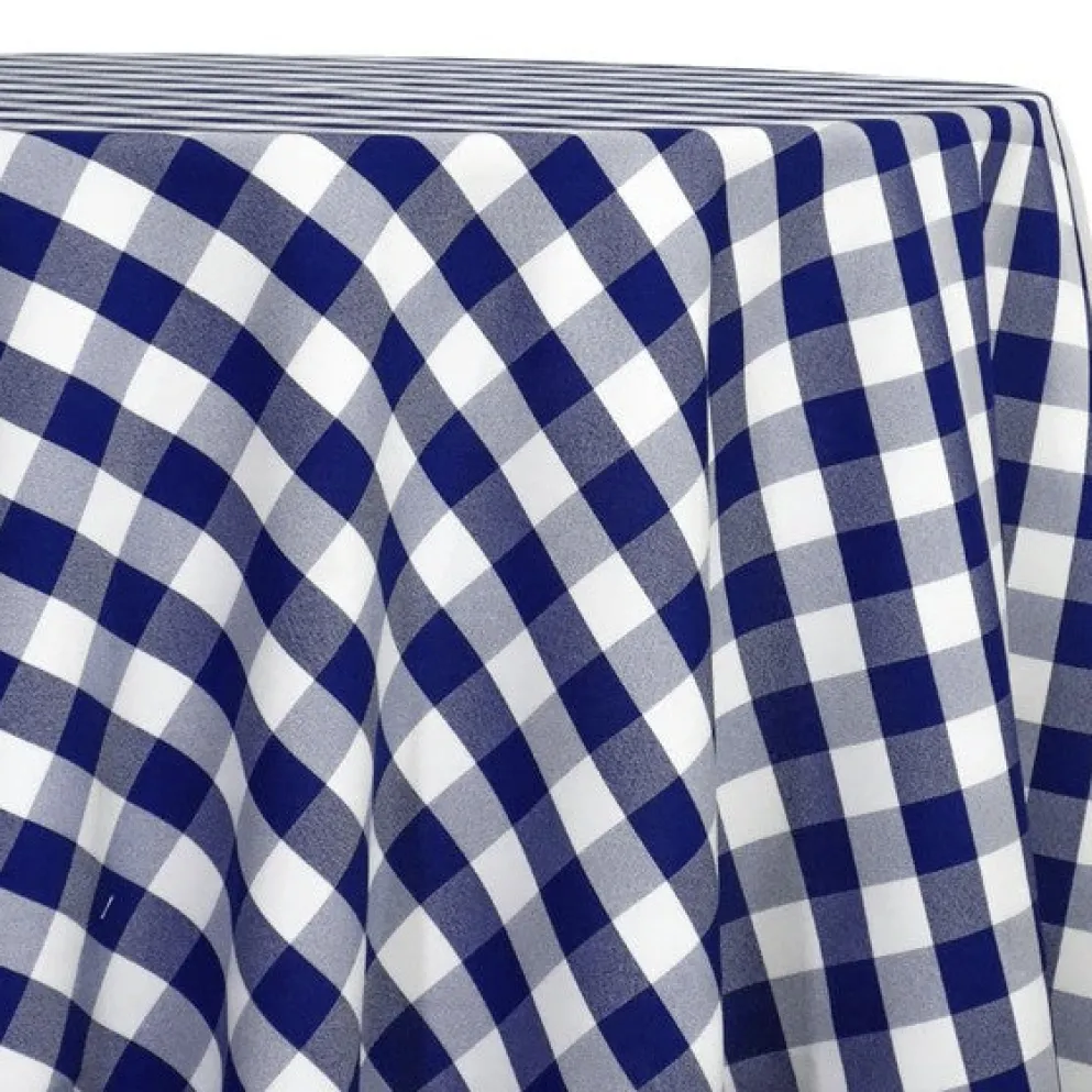 Polyester Checker (Gingham) Table Linen in Navy