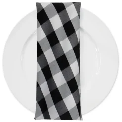 Polyester Checker (Gingham) Table Napkin in Black