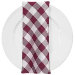 Polyester Checker (Gingham) Table Napkin in Burgundy