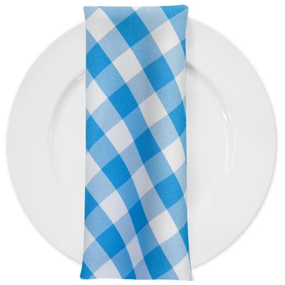 Polyester Checker (Gingham) Table Napkin in Turqouise