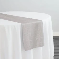 Poly Slub Linen Table Runner in White
