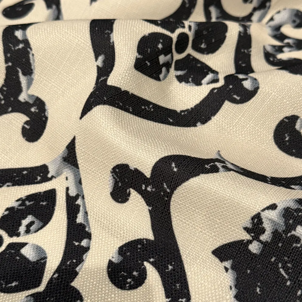 Portofino (Slub Print) Table Napkin in Black / Taupe