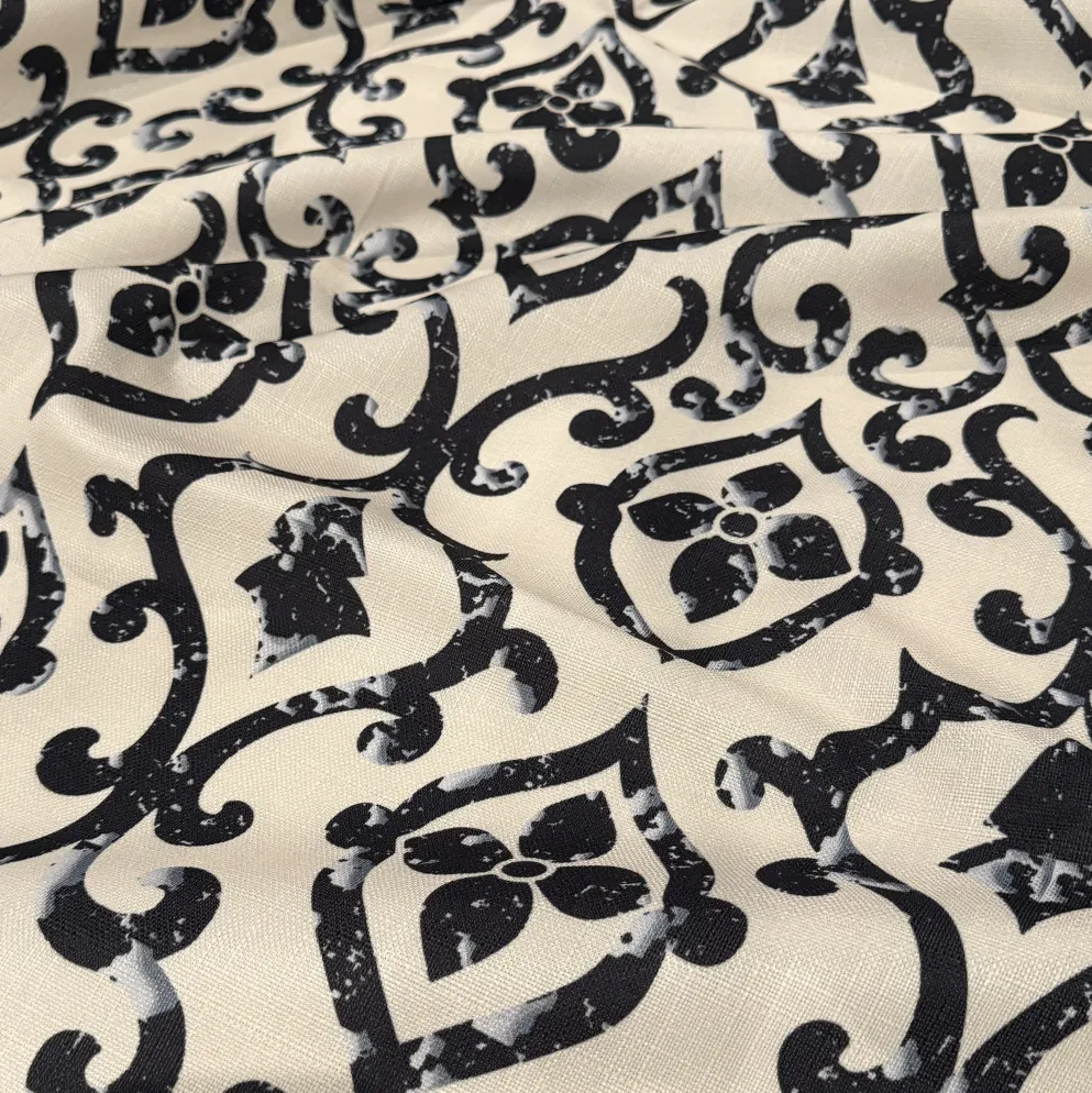 Portofino (Slub Print) Table Napkin in Black / Taupe