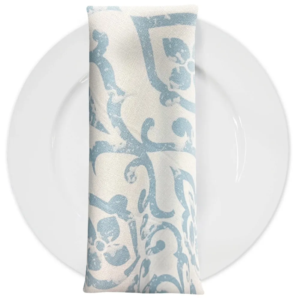 Portofino (Slub Print) Table Napkin in Lt Blue