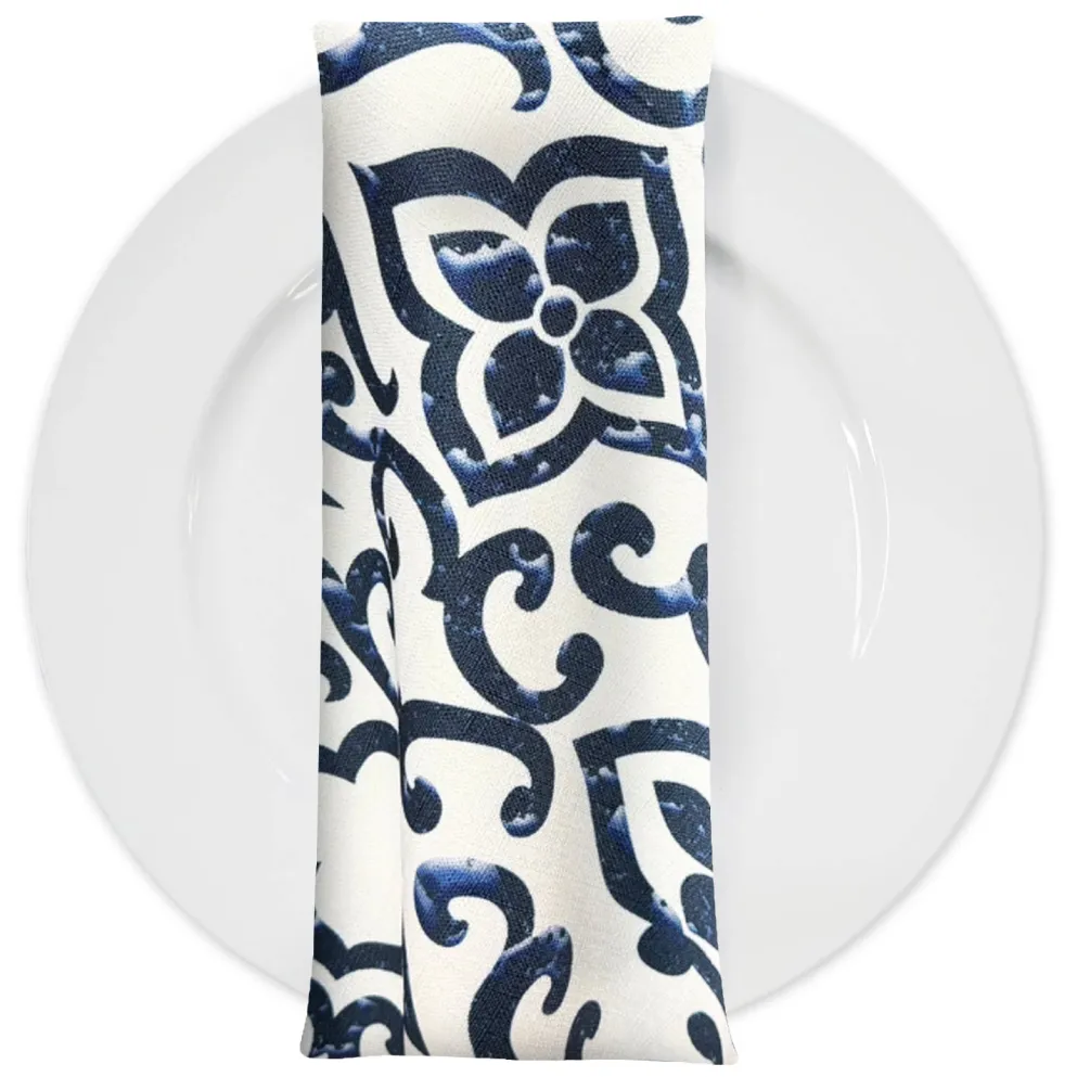 Portofino (Slub Print) Table Napkin in Navy